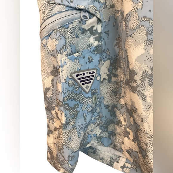 Columbia PFG Omni Shield 38 W 11 Inseam Swim Trunks Blue Fishing Camo with Tool - Picture 5 of 7